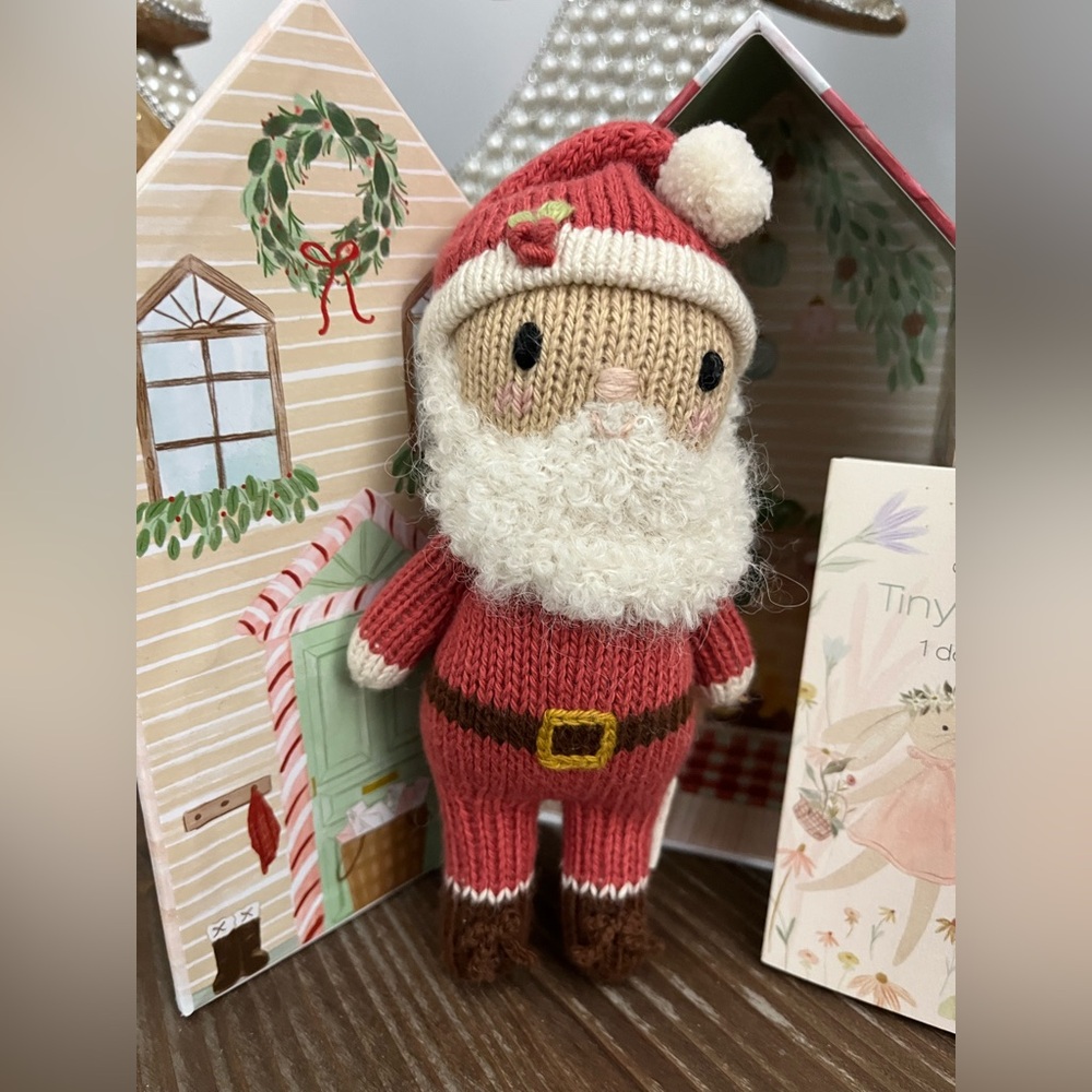 Cuddle + Kind Limited Edition Hand Knit TINY Santa Claus Doll Toy
